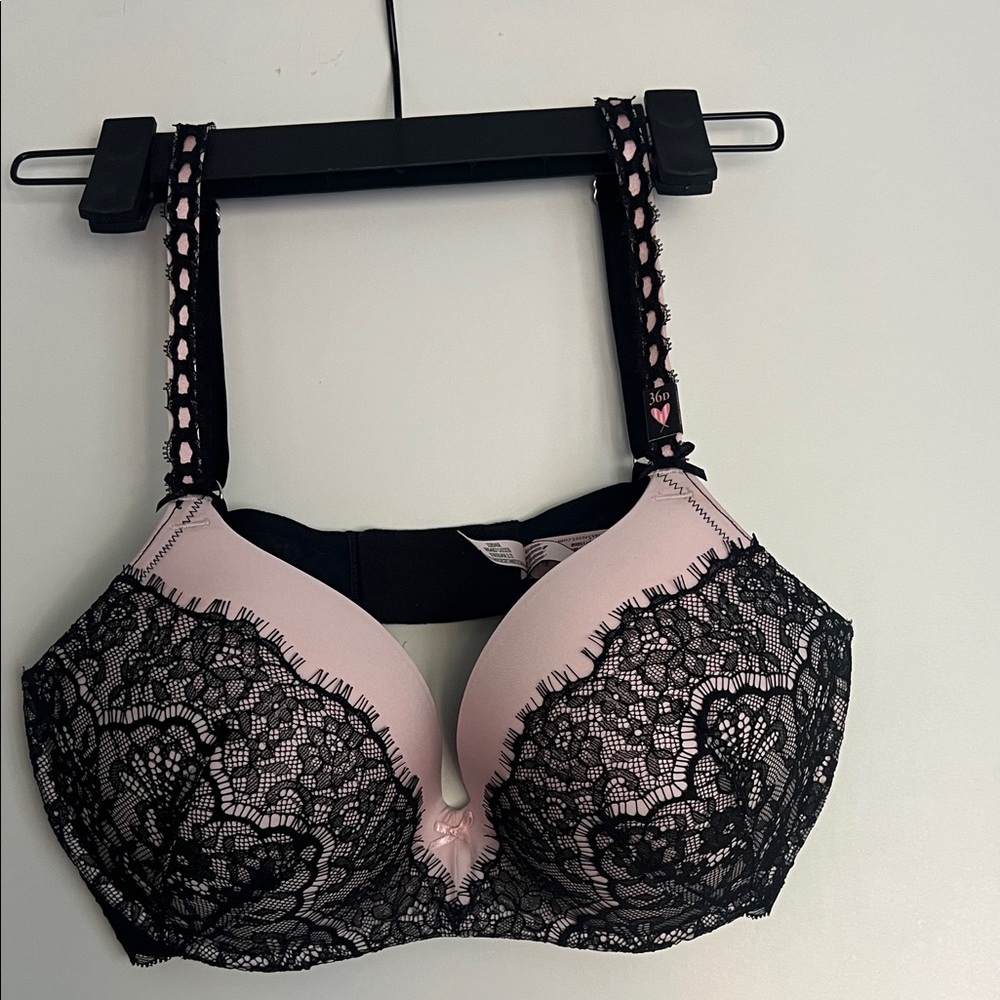 Victoria's Secret Black and Pink Lace Bra